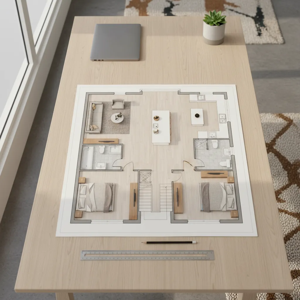 top view floor plan layout used for interior design budgeting