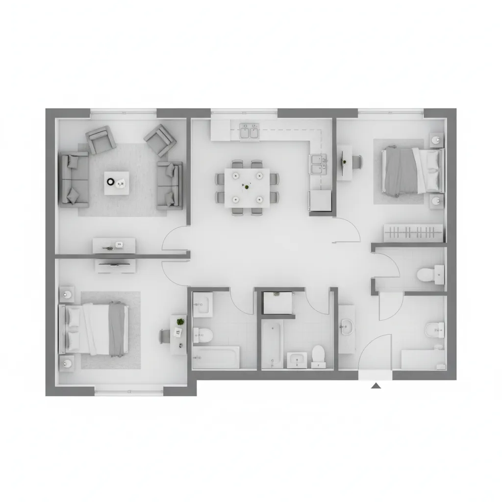 Designer arranging furniture in a digital floor plan layout