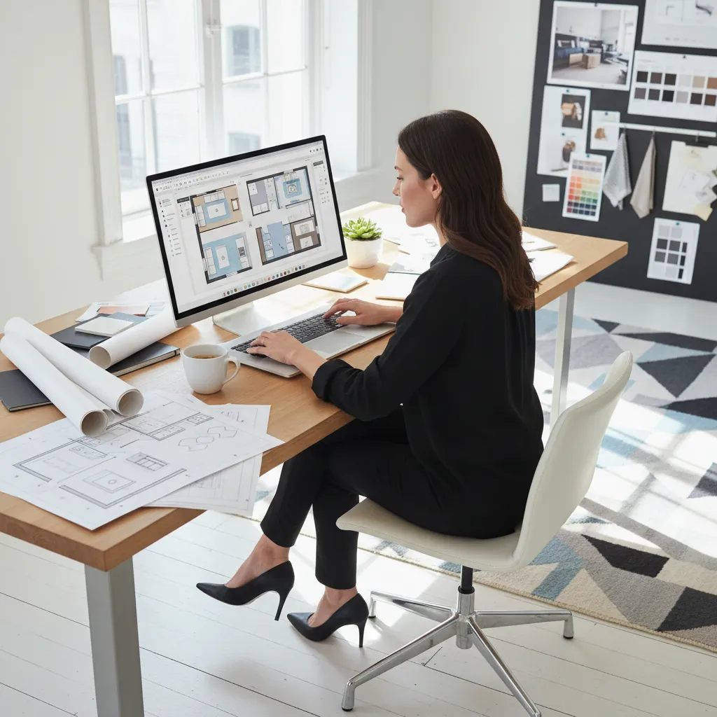 designer adjusting walls and room layout inside 2D floor plan design software