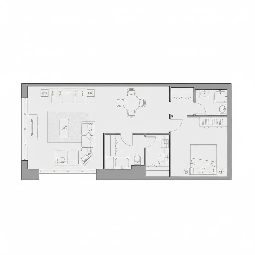 Digital floor plan showing walls furniture placement and layout planning