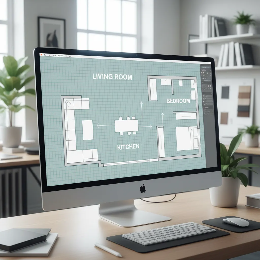 digital floor plan layout created in interior design software