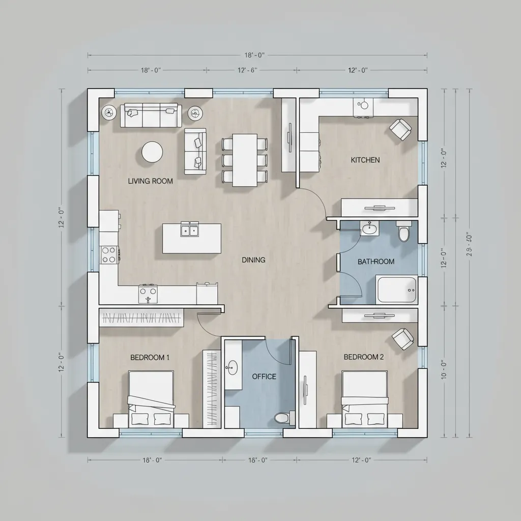 digital floor plan layout showing rooms furniture and measurements