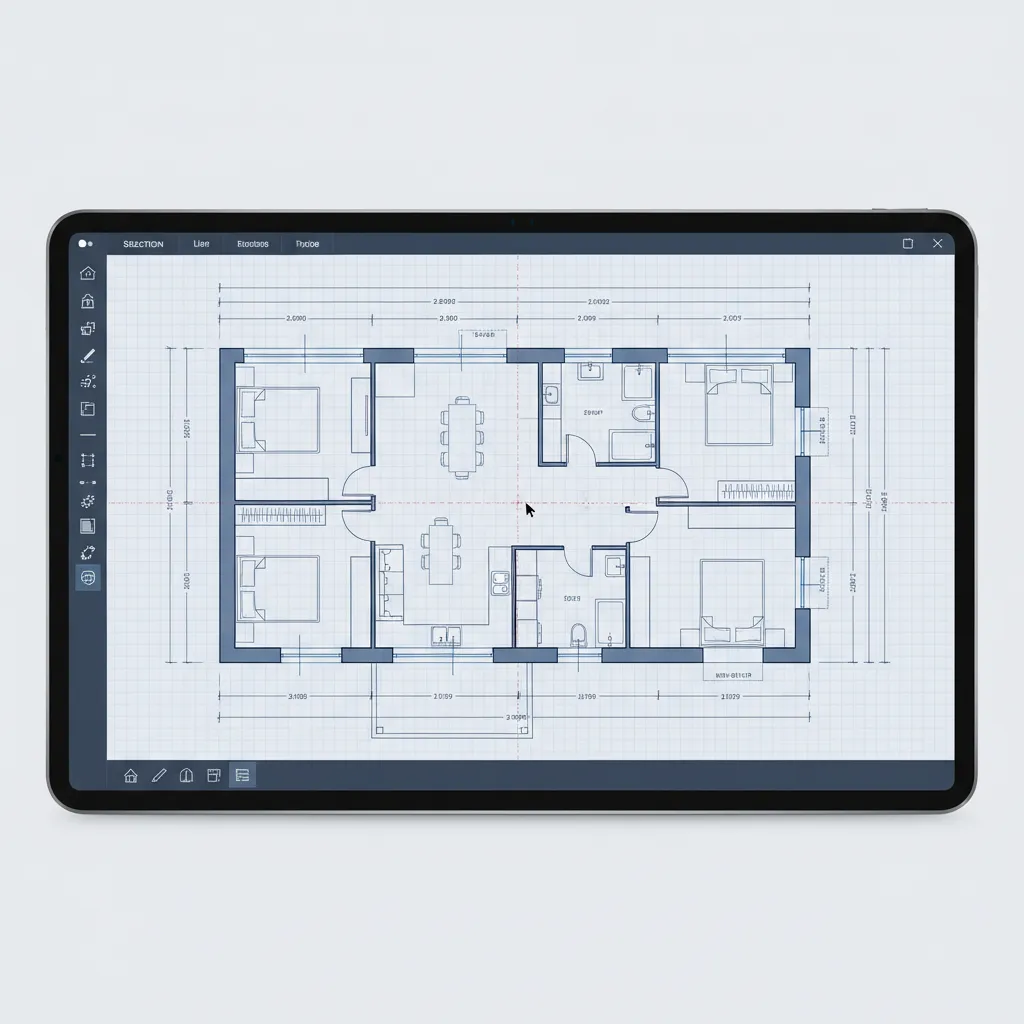digital floor plan with measurement lines and wall dimensions being corrected