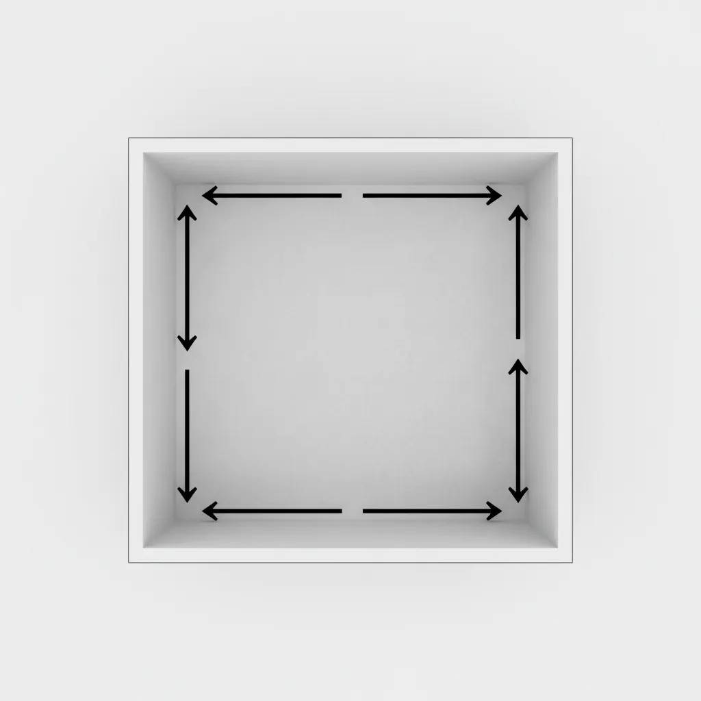 diagram showing efficient measurement path around a room perimeter