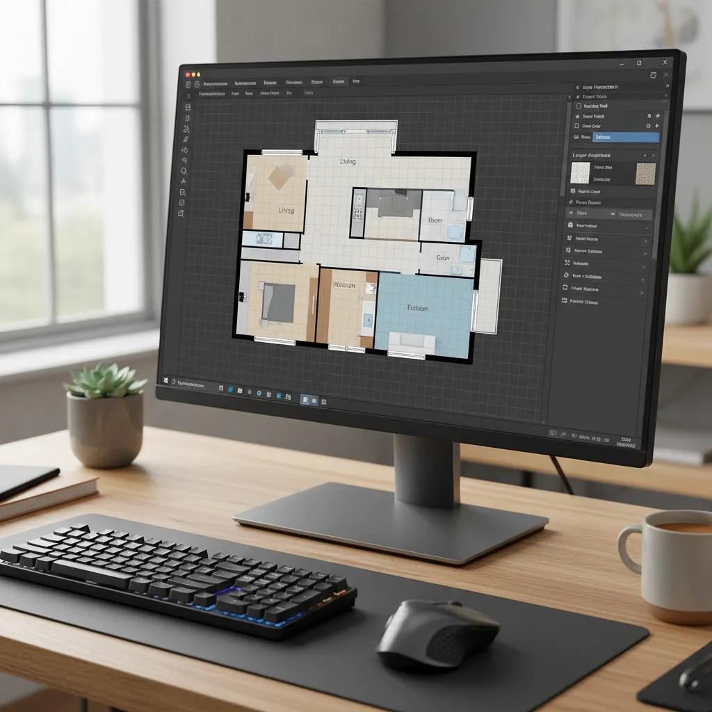 Interfaz de una herramienta online mostrando un plano de casa en 2D