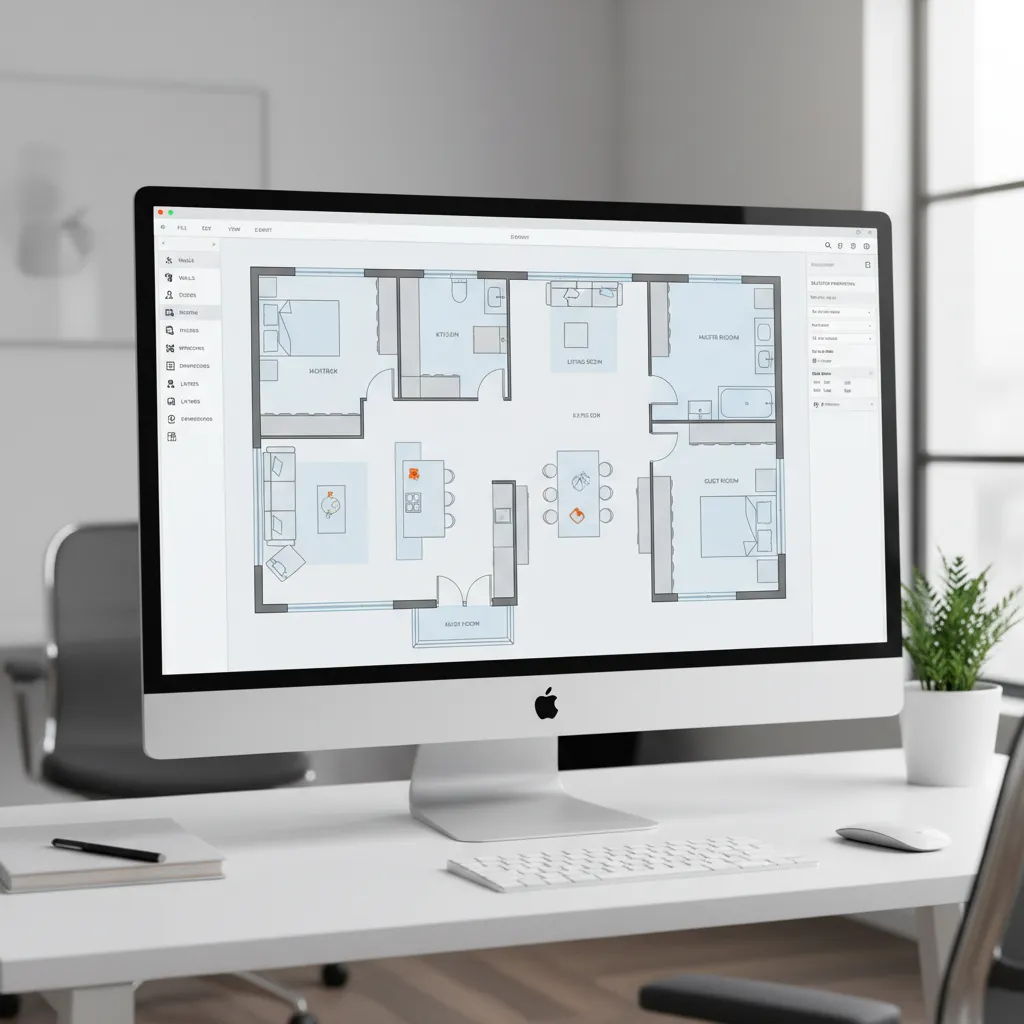 digital floor plan layout being edited in home remodeling software