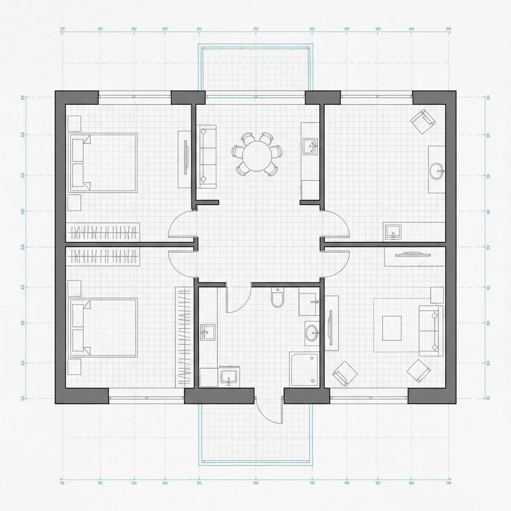 floor plan layout with walls rooms and furniture placement guides