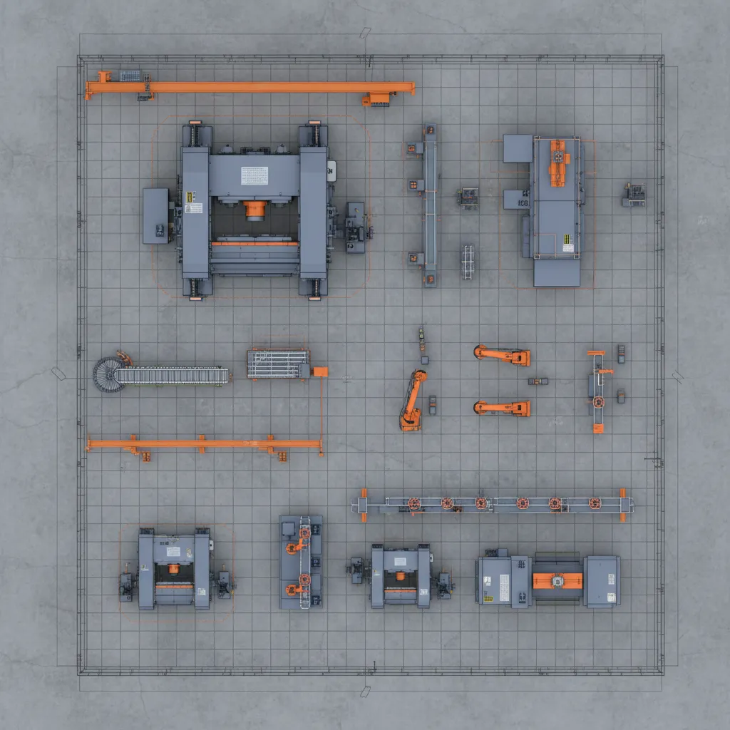 Example of scaling mismatch in factory floor plan layout