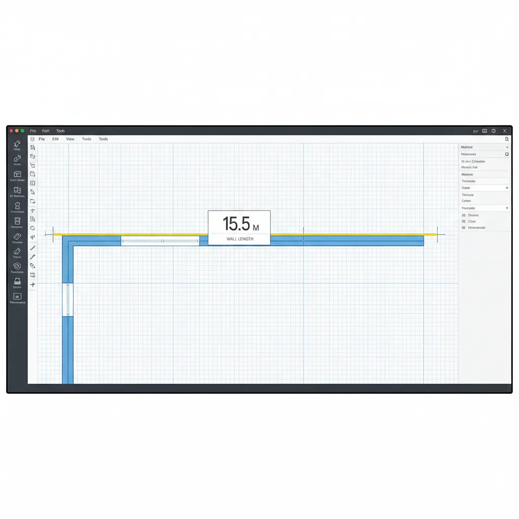 Scaling a blueprint using measurement tool in floor plan software