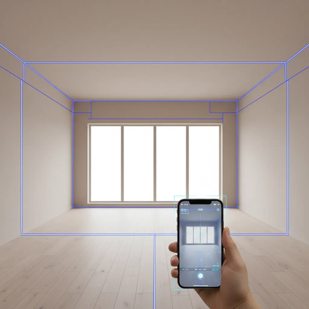 Camera detecting walls and corners while scanning a room
