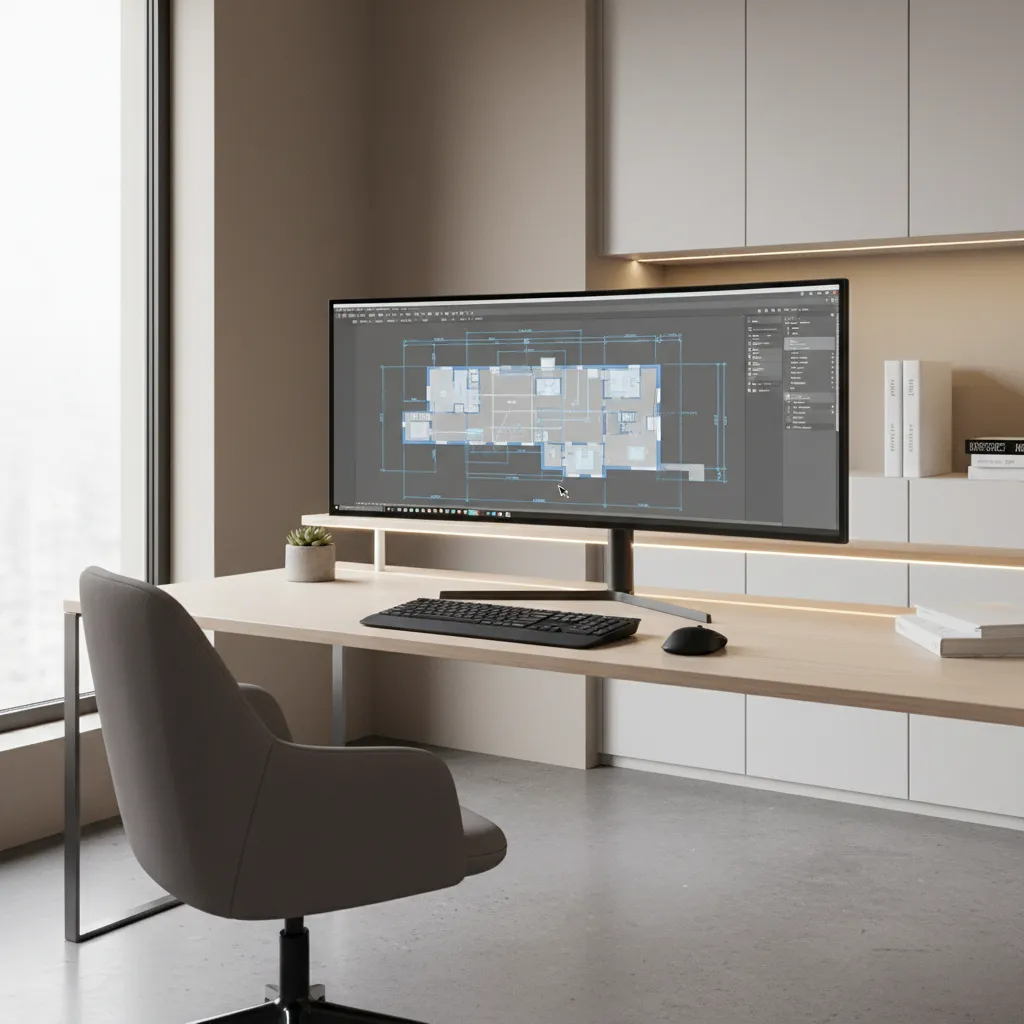 computer monitor displaying a detailed architectural floor plan ready for screenshot capture