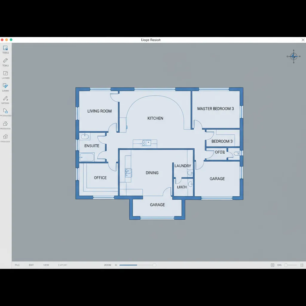 digital floor plan editor interface displaying walls and room layout