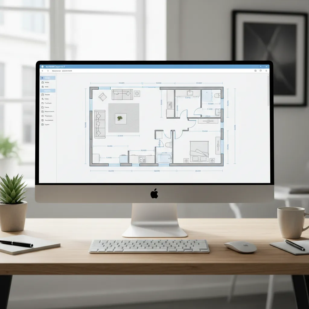 modern floor plan software interface showing walls furniture and measurement tools