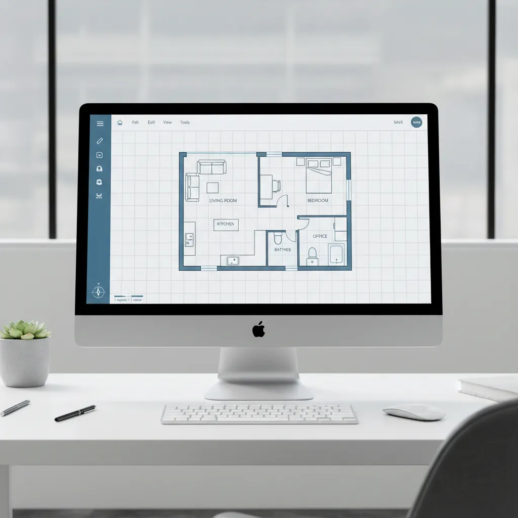 Example interface of free floor plan software with simple house layout