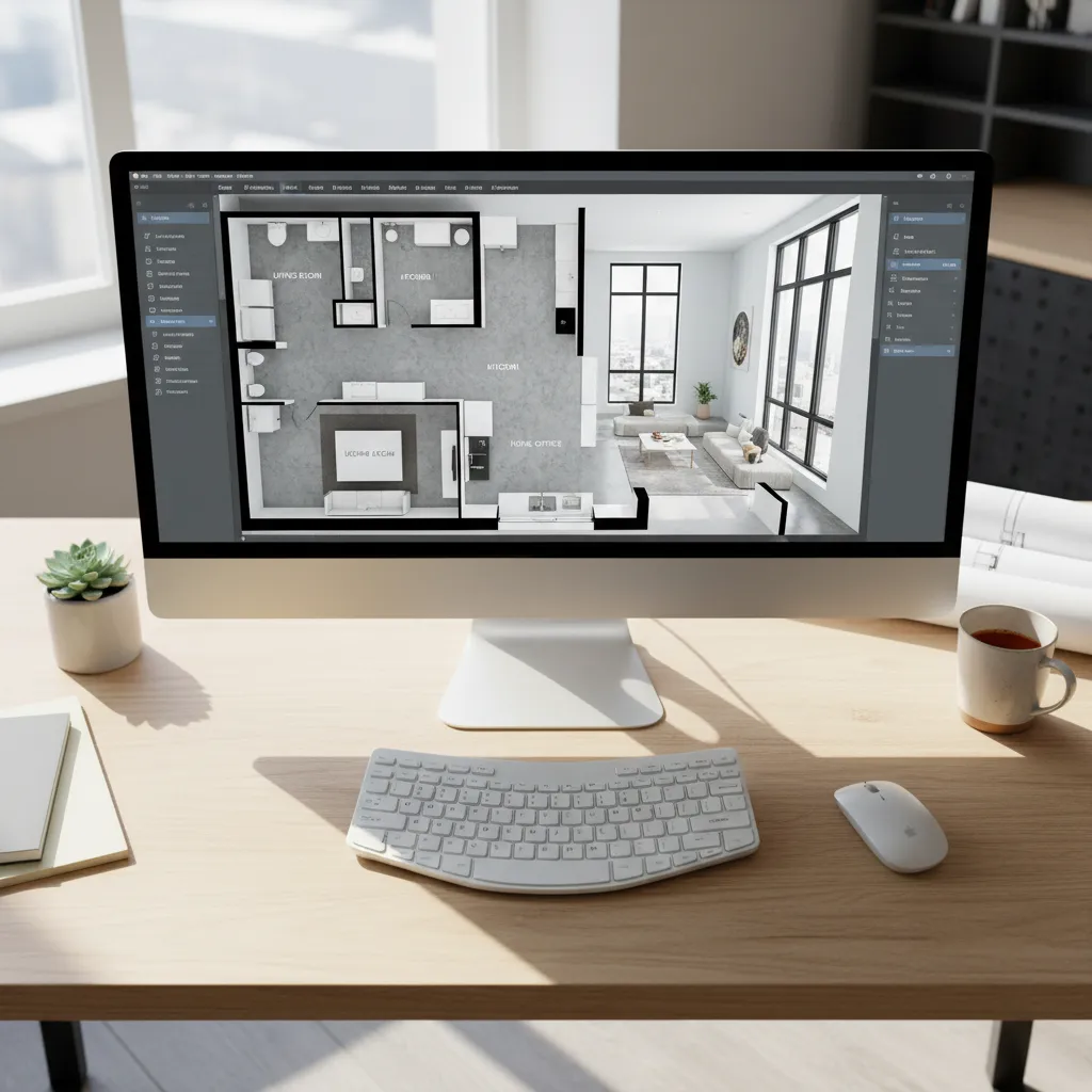 Example digital floor plan layout interface showing rooms and measurements