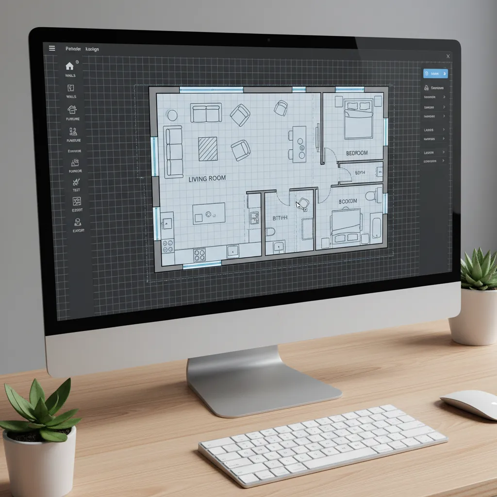 Example interface of digital floor plan software showing room layout grid