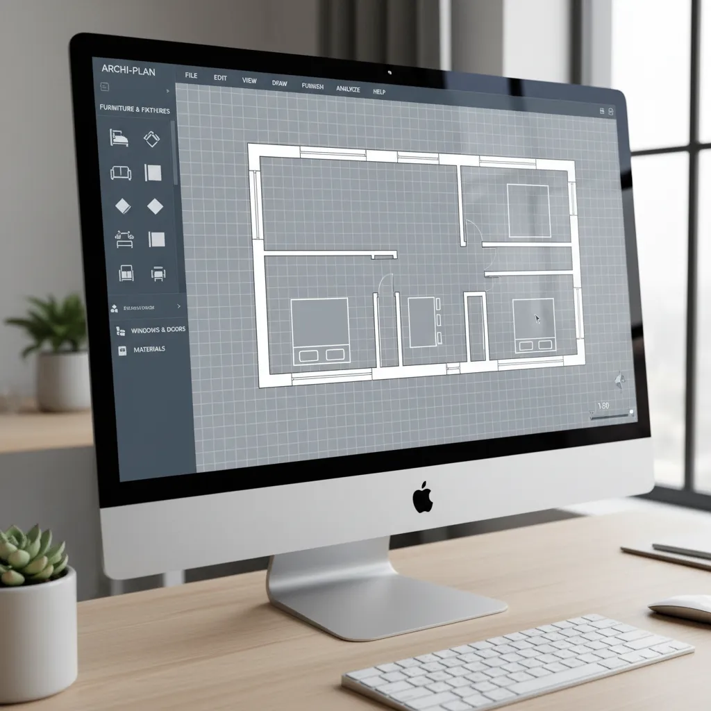 User interface of simple floor plan design software showing drag and drop room creation