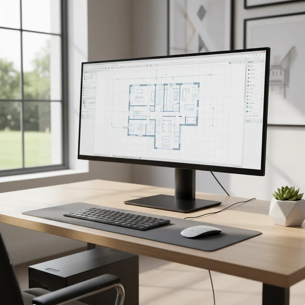 floor plan design software interface displayed on a desktop computer