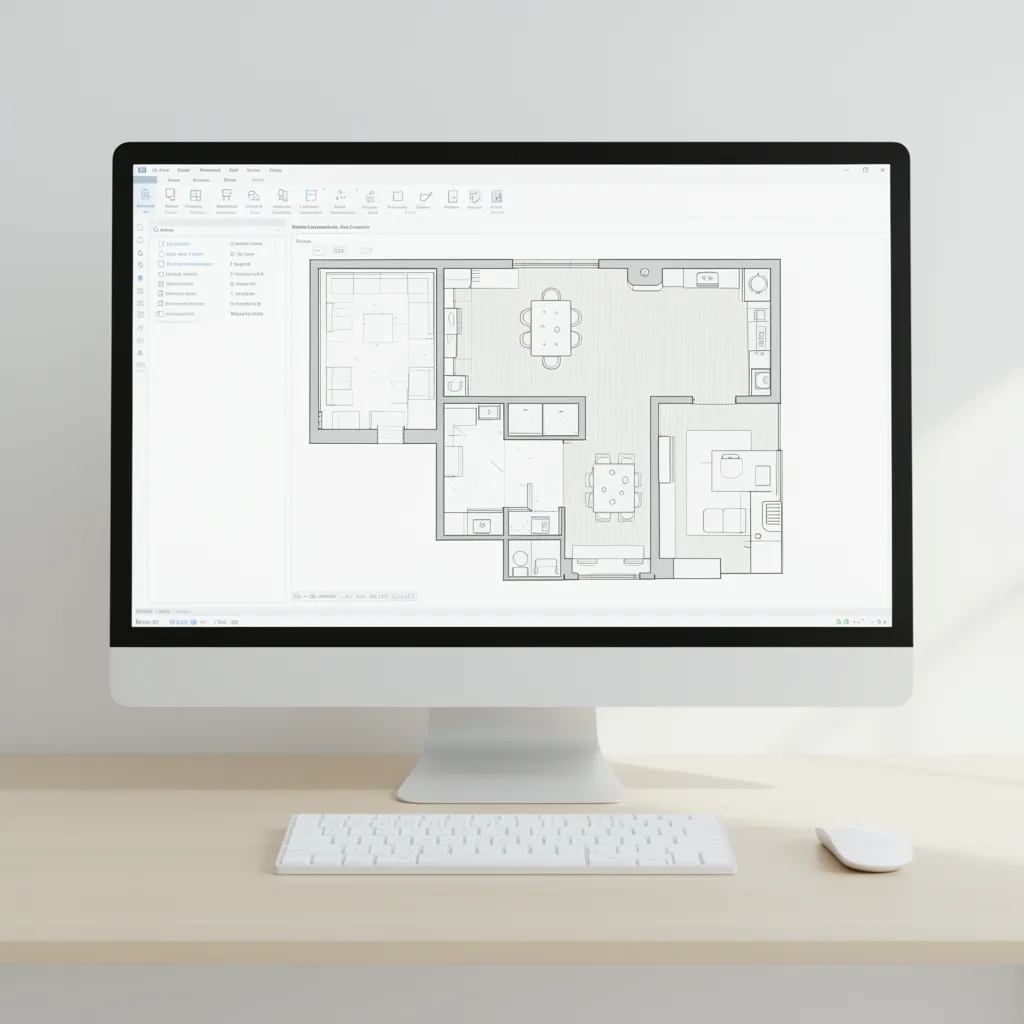 digital floor plan template with furniture layout in design software