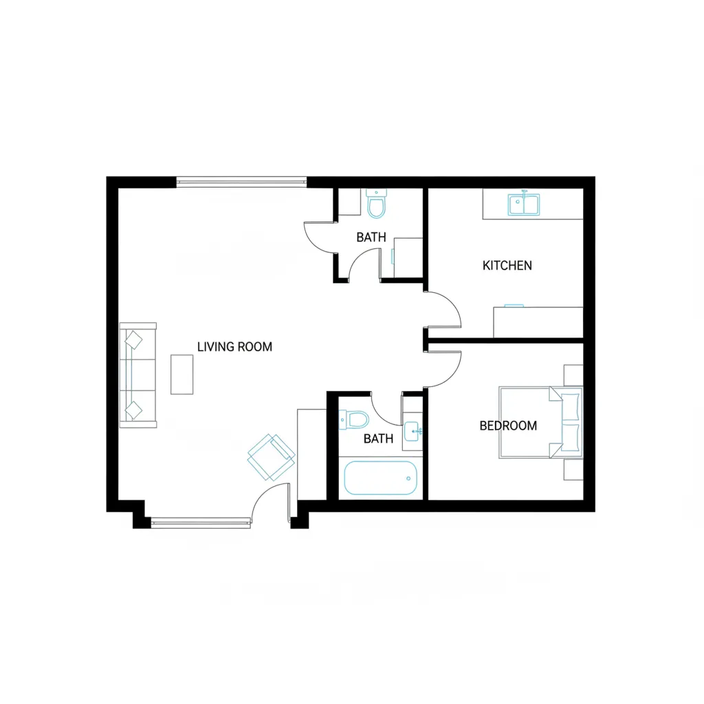 architectural floor plan template layout with labeled rooms