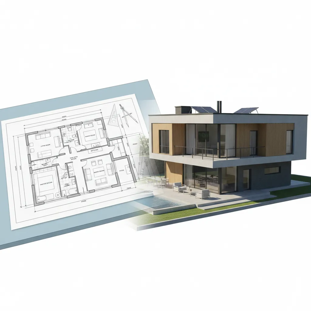 Transformación de plano de planta en modelo tridimensional de vivienda