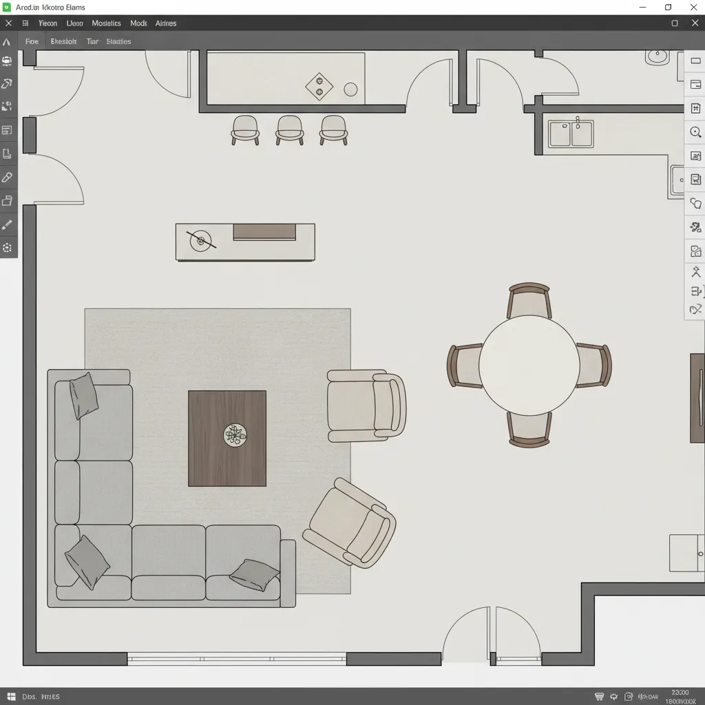 2D digital floor plan layout with walls furniture and measurements