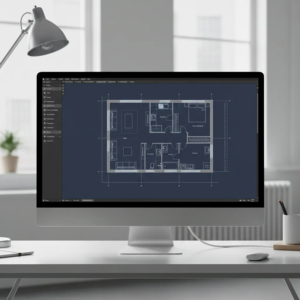 Example interface of a digital floor plan creator showing a 2D apartment layout