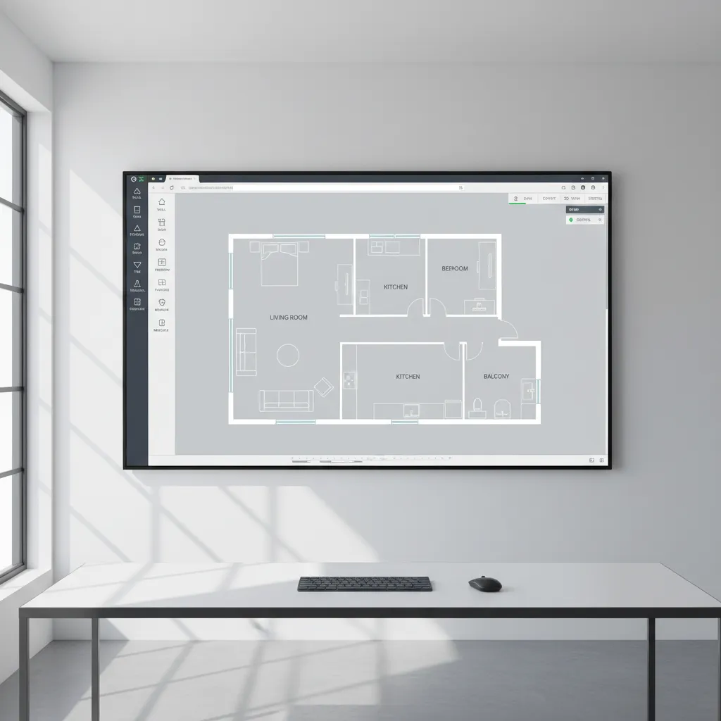 Example of digital floor plan design interface showing walls rooms and furniture layout