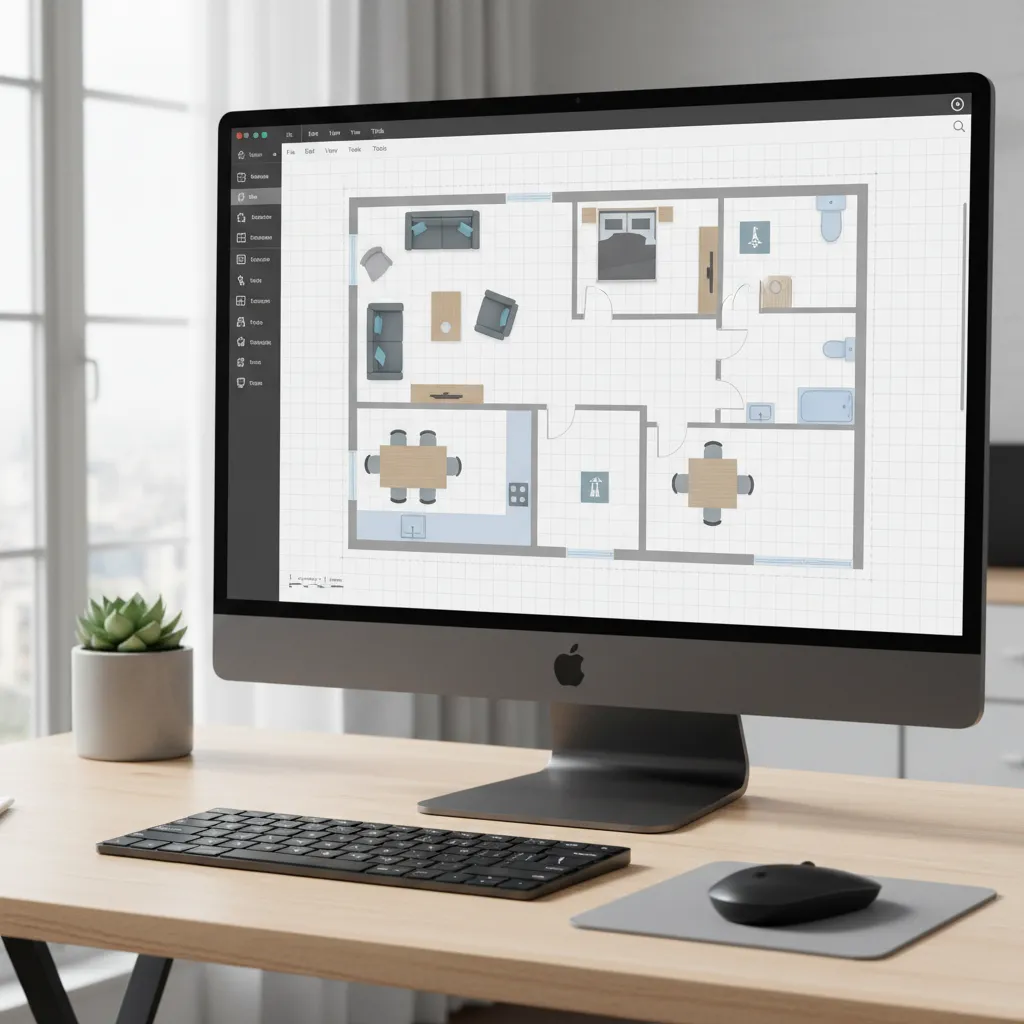 modern floor plan creator interface showing a simple apartment layout