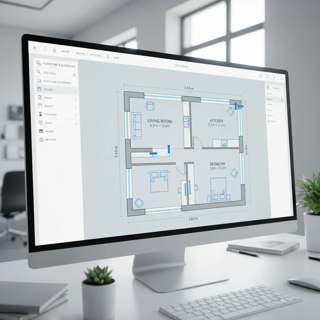 Editing walls and rooms in an online floor plan creator tool
