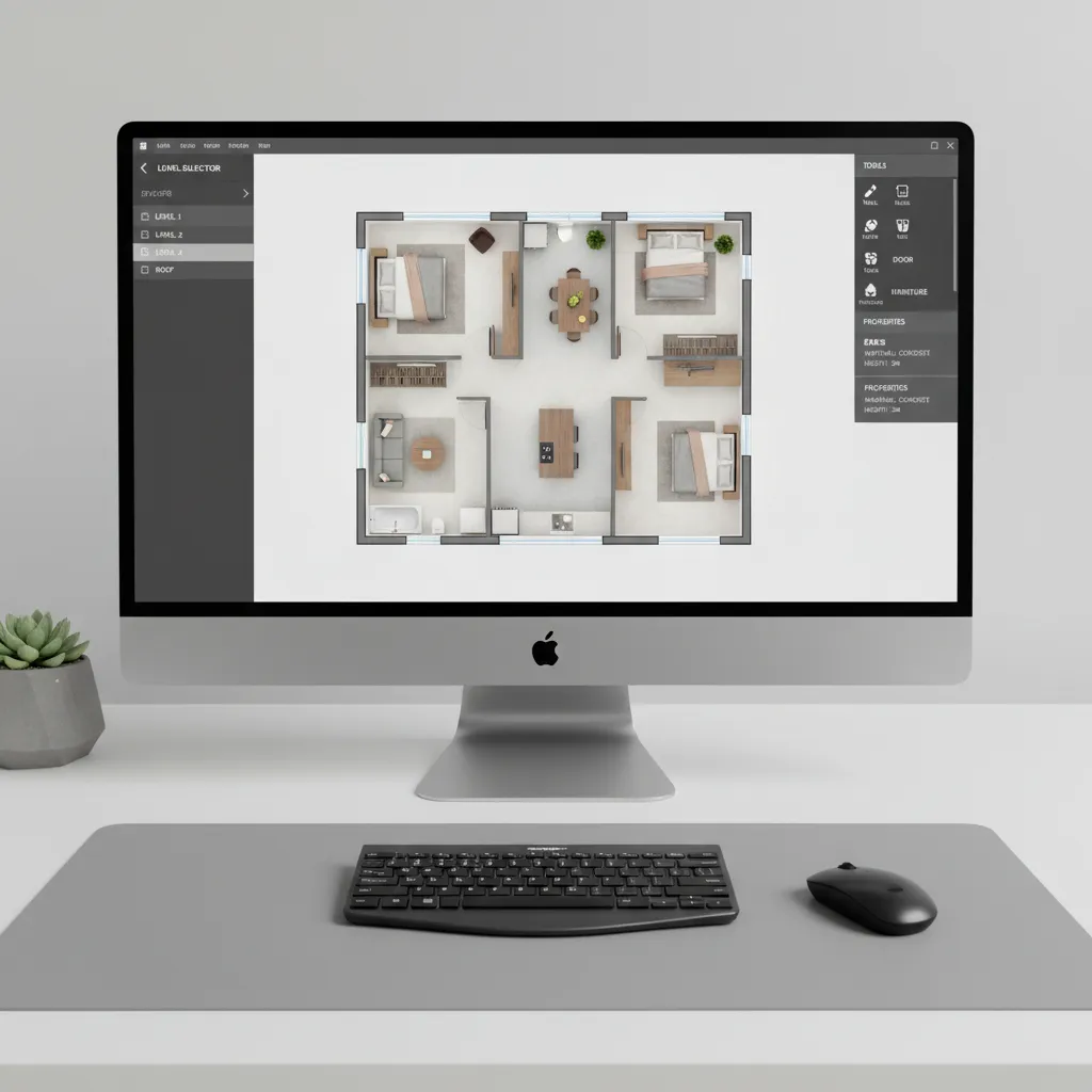 floor planner interface showing floor level controls and layout