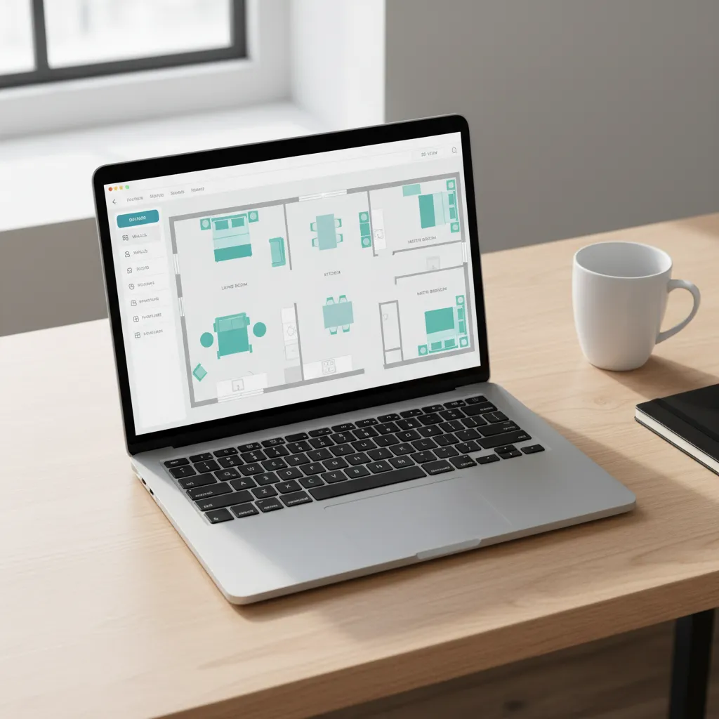 Mac laptop displaying a floor planning application interface