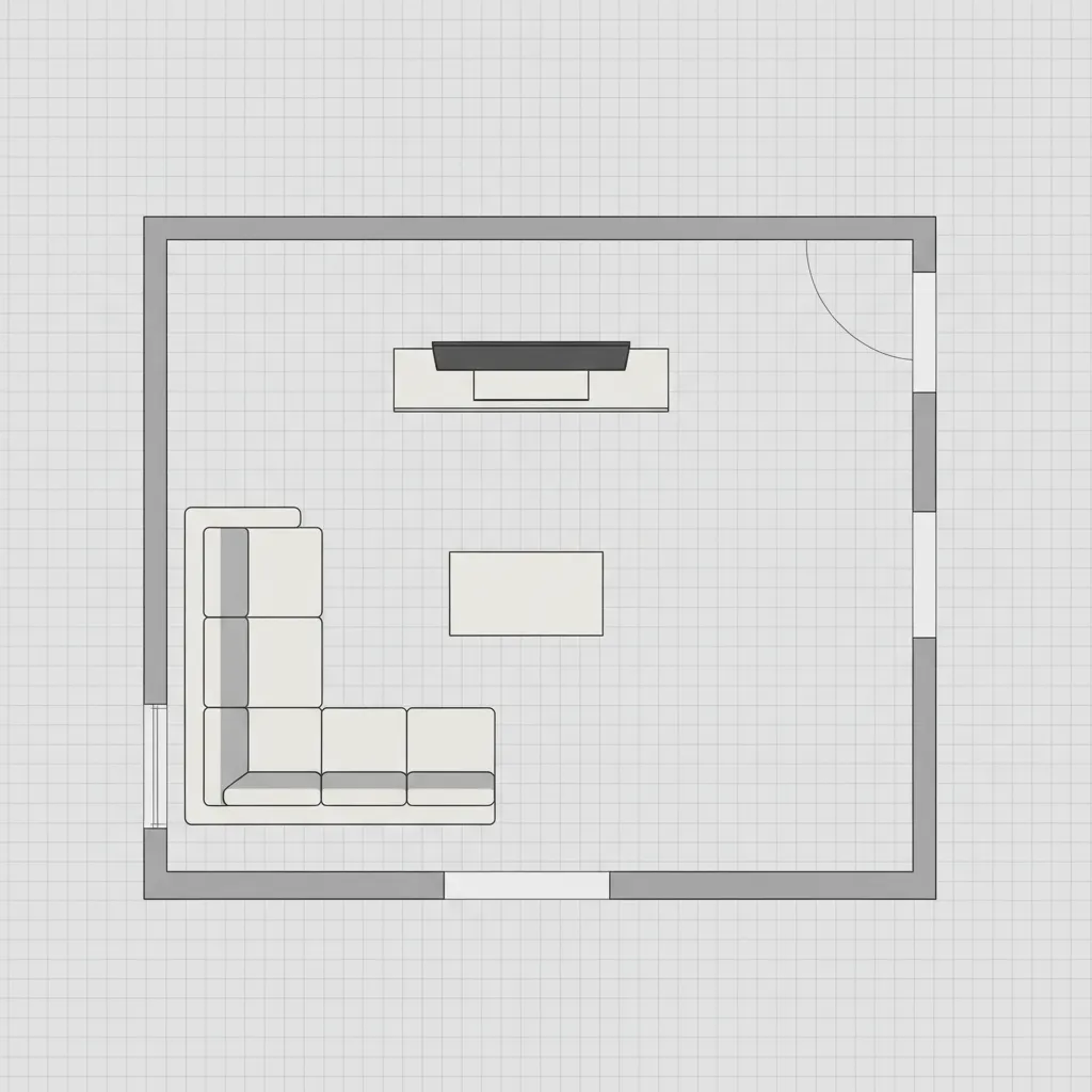 2D room layout design with furniture placement planning