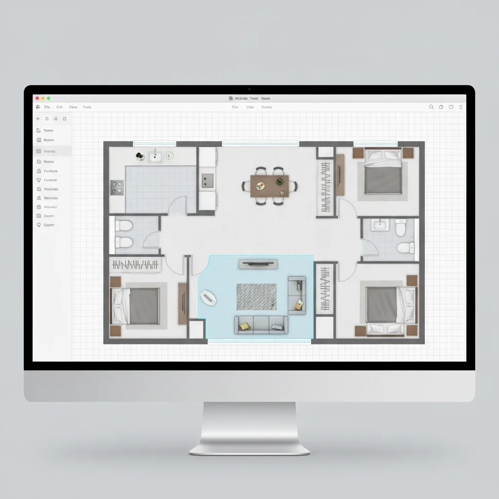 Selecting a room surface in Floor Planner before applying flooring material