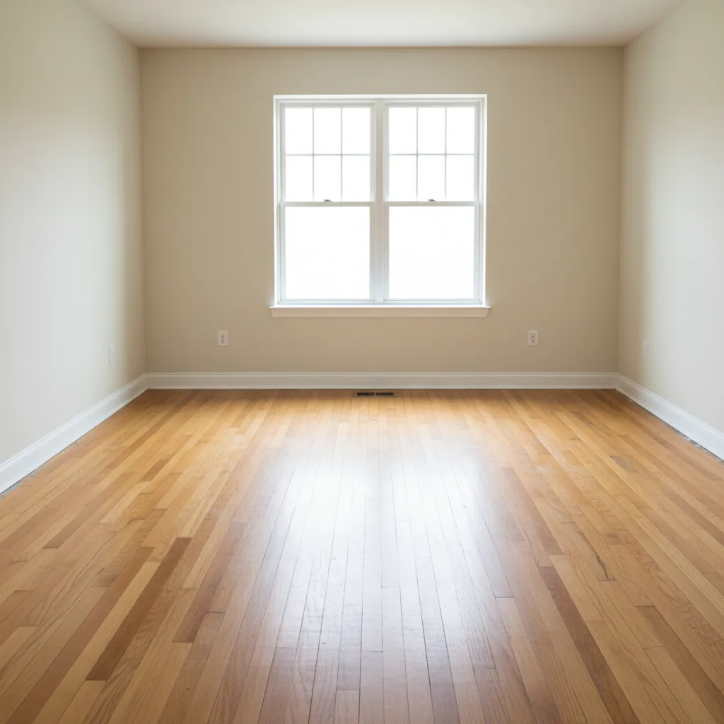 Empty room prepared for hardwood floor refinishing