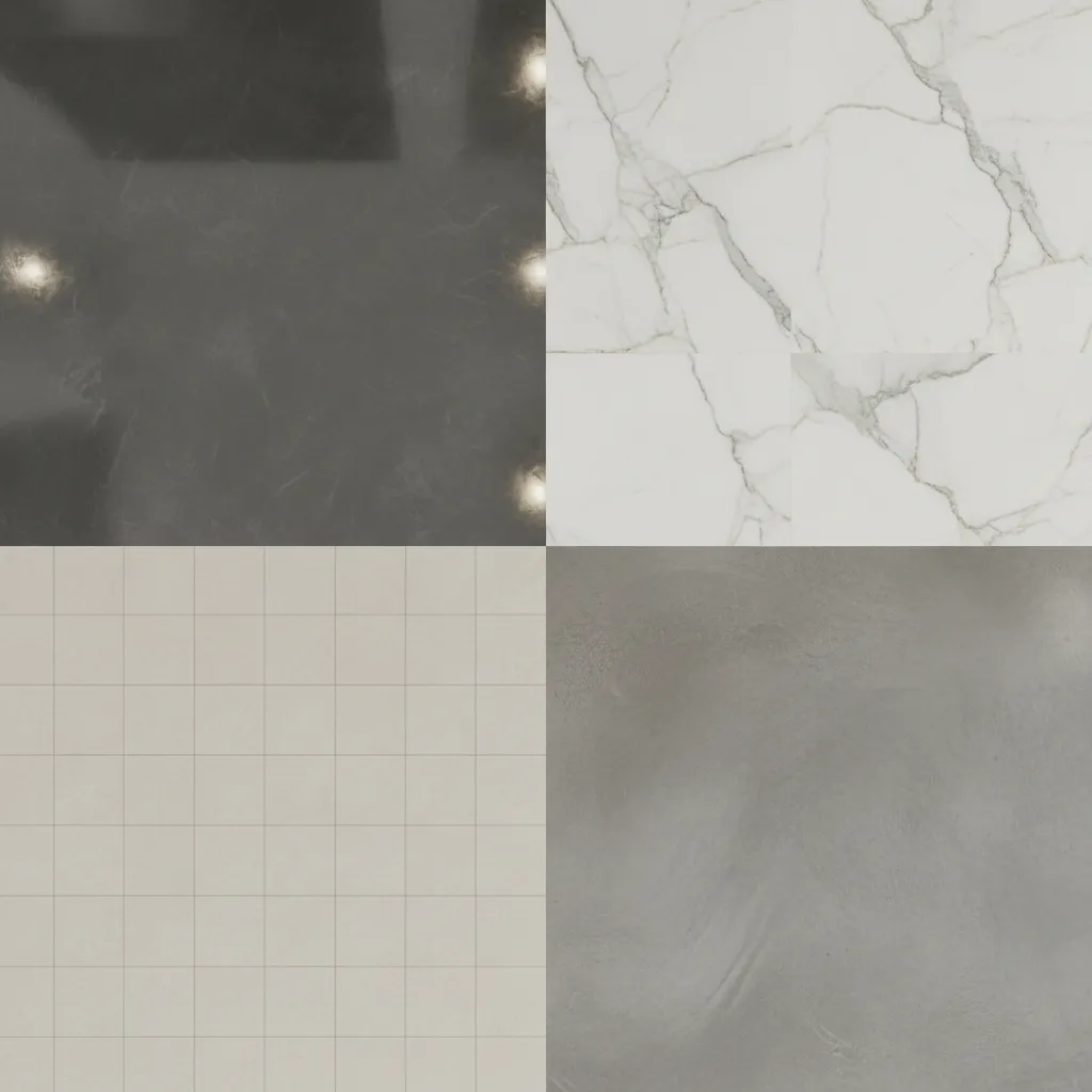 visual comparison of epoxy marble tile and polished concrete flooring textures