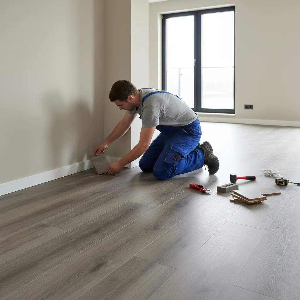 using small laminate flooring offcuts around room corner during installation