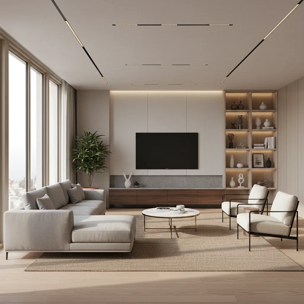 Cleanly styled 3D rendered interior created in Floorplanner
