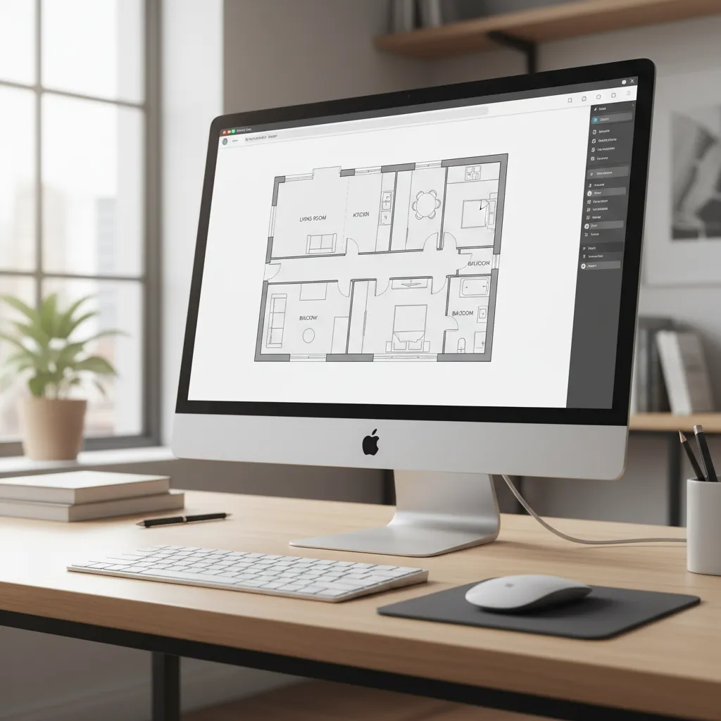 Plano digital de una vivienda creado con herramienta de diseño online