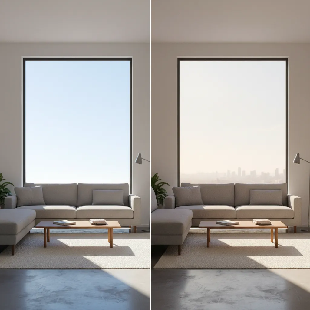Comparison between basic snapshot and high quality render of a 3D interior