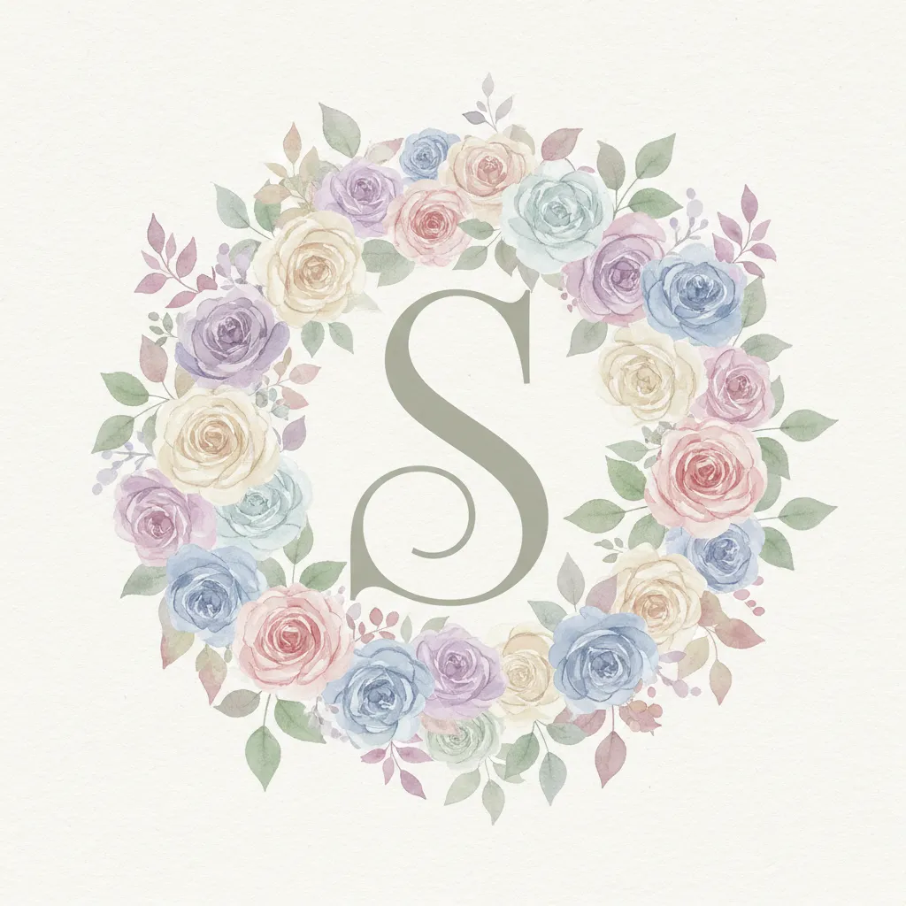 floral decorative S letter wallpaper with botanical design