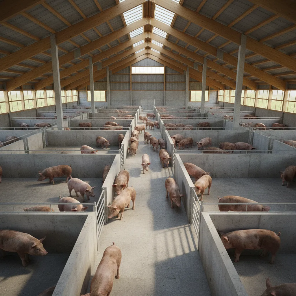 Distribución lineal del flujo de animales en una granja porcina