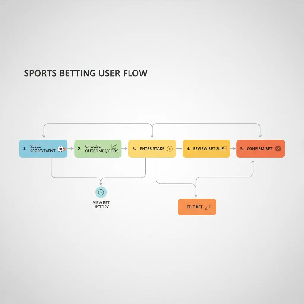 Proceso visual paso a paso de realizar una apuesta en plataforma online