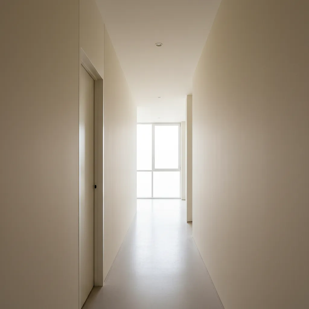 flush wall hidden bathroom door in modern apartment interior