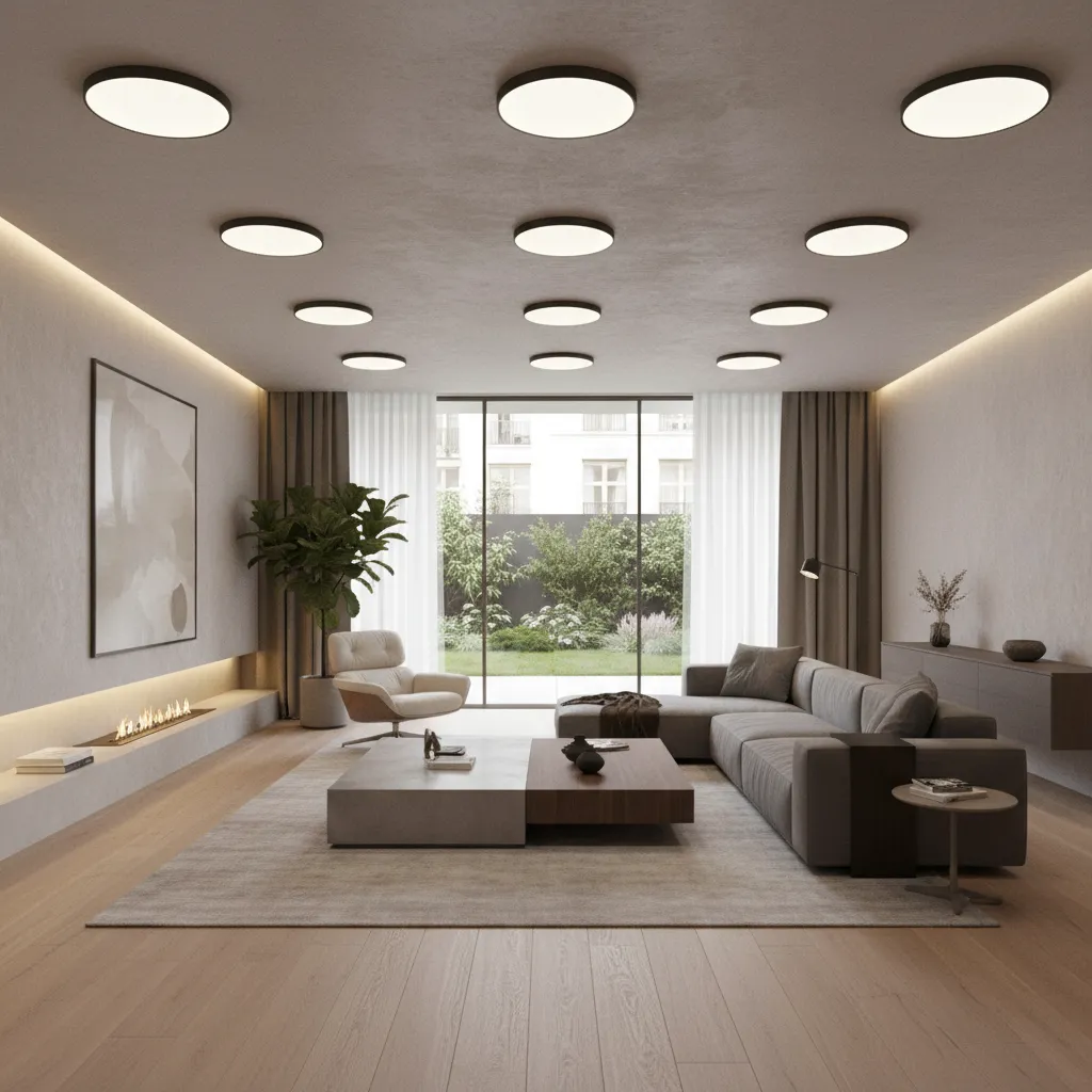 Flush mount ceiling lighting used in a low ceiling interior