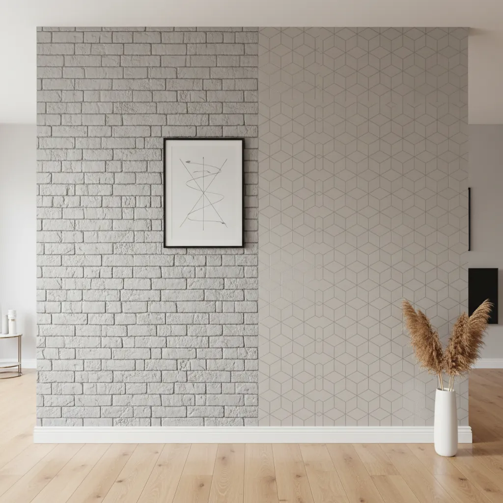 comparison wall showing foam and pvc 3d wallpaper textures