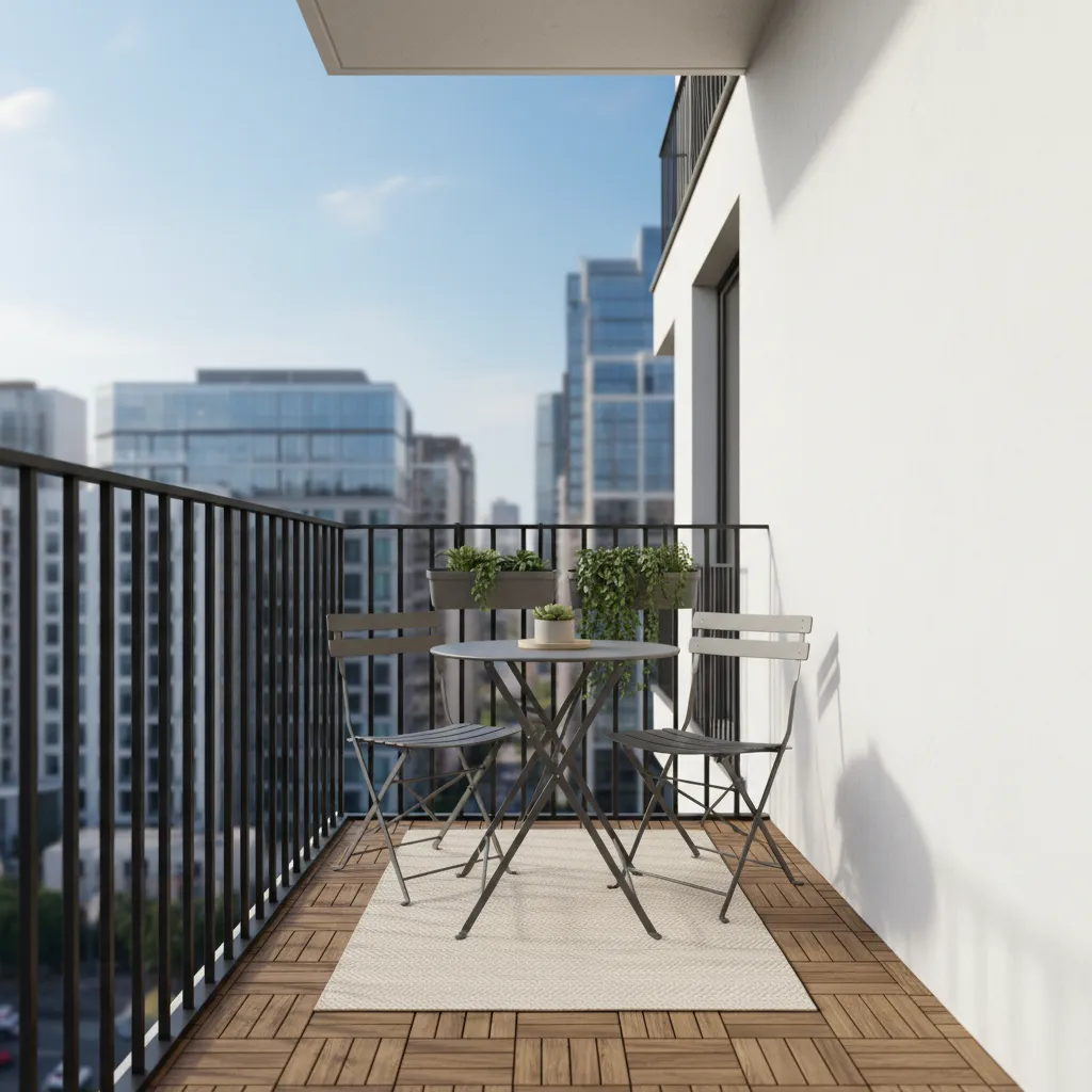 foldable bistro furniture on narrow balcony