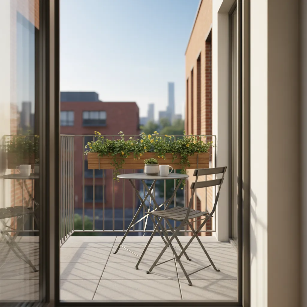 Foldable chair and small foldable table in narrow balcony