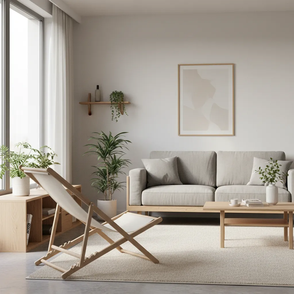 modern foldable chair used in a small apartment living room
