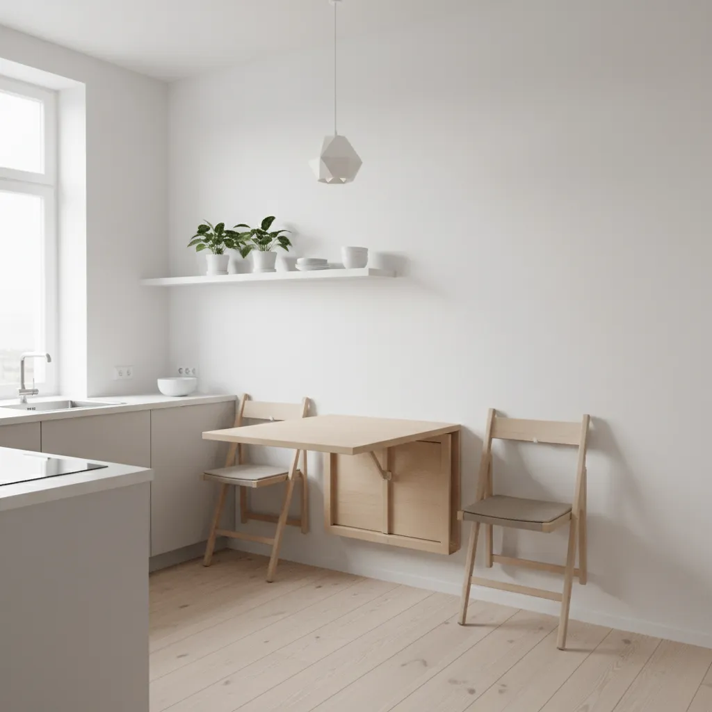 Foldable dining table design for small kitchens